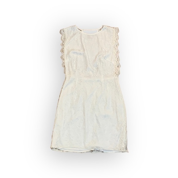 Urban Outfitters Kimchee Blue Sleeveless Open Sided White Lace Mini Dress Sz 10 - Picture 5 of 10